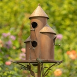 Copper Finish Tall Cylinder Triple Birdhouse