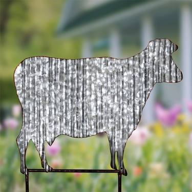 Corrugated Metal Cow Garden Stake - Click to enlarge