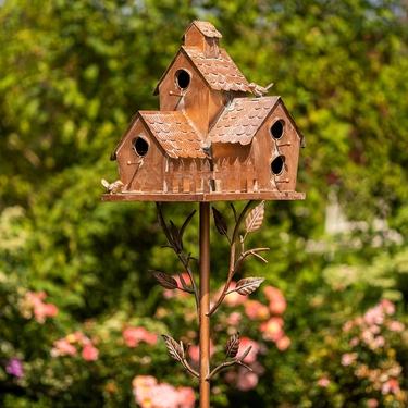 Country Style Iron Birdhouse Stake 