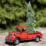 Country Style Red Pickup Truck w/Christmas Tree