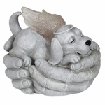 Cradled Solar Angel Dog Statue Cradled Solar Angel Dog Statue