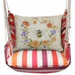 Cristina Stripe Bee with Floral Wreath Hammock Chair Swing Set