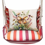Cristina Stripe Butterfly Watercolor 1 (orange) Hammock Chair Swing Set