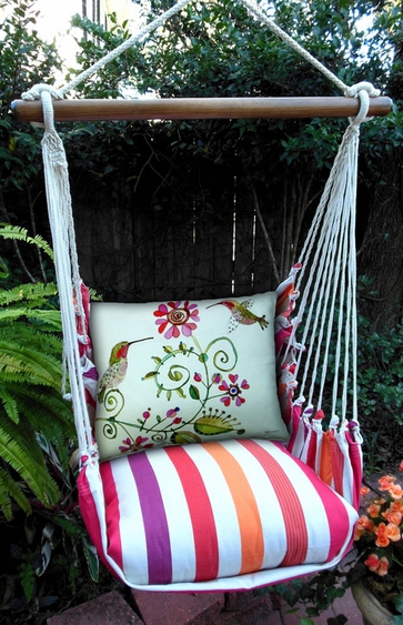 Cristina Stripe Hummingbird Hammock Chair Swing Set - Click to enlarge