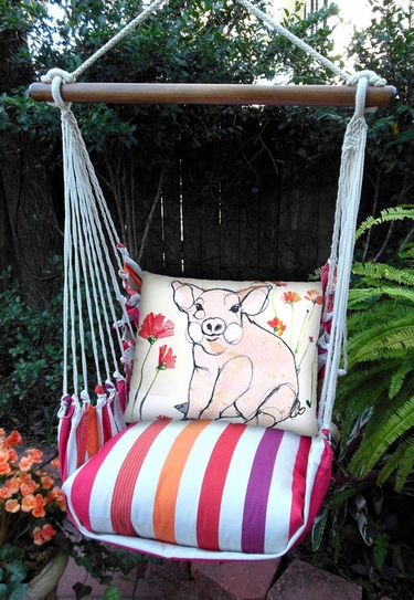 Cristina Stripe Piglet Hammock Chair Swing Set - Click to enlarge