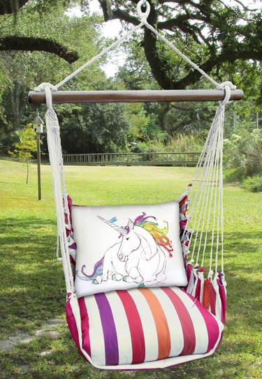 Cristina Stripe Unicorn Hammock Chair Swing Set - Click to enlarge