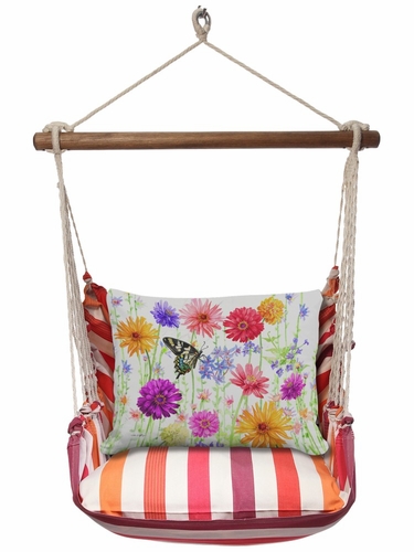 Cristina Stripe Wildflower Garden 2 (yellow) Hammock Chair Swing Set - Click to enlarge