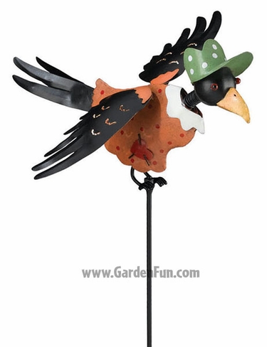 Crow Lady Jiggle Wings Garden Stake - Click to enlarge