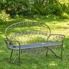 Iron Garden Bench with Curved Back - Antique Copper