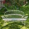 Iron Garden Bench with Curved Back - Antique White