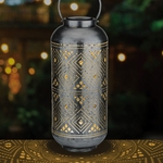Cylinder Shadow Solar Lantern - Antique Silver