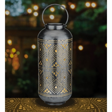 Cylinder Shadow Solar Lantern - Antique Silver - Click to enlarge
