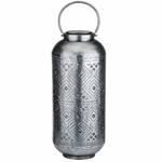 Cylinder Shadow Solar Lantern - Antique Silver Cylinder Shadow Solar Lantern - Antique Silver
