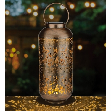 Cylinder Shadow Solar Lantern - Gold - Click to enlarge