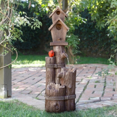 Decorative Birdhouse Cardinal Fountain - Click to enlarge