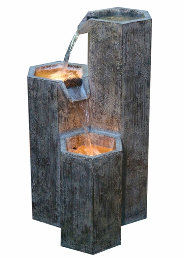Descending Pillars Fountain w/LED Lights - Click to enlarge