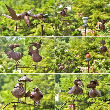 Distressed Rust Spinning Garden Stakes (Set of 6) - Click to enlarge