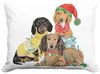 Dog Trio w/ Christmas Lights Outdoor Pillow