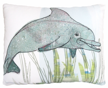 Dolphin in Marsh Outdoor Pillow - Click to enlarge