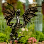 84.75" Tall Iron Dragon Swinging Garden Stake