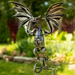 86" Tall Iron Dragon Swinging Garden Stake