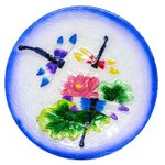 Dragonflies Glass Birdbath w/Stand