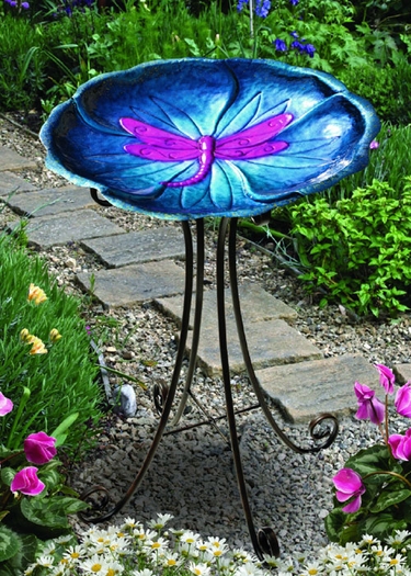 Dragonfly Bird Bath w/Stand - Click to enlarge