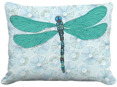 Dragonfly and Lilly Pads Outdoor Pillow - Click to enlarge