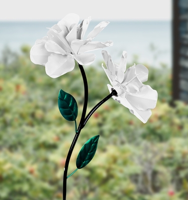 Dual Spinner Rose Garden Stake - White - Click to enlarge