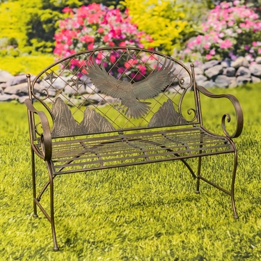 Iron Garden Bench with Eagle - Antique Bronze - Click to enlarge