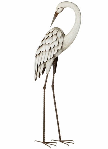 Egret Bird Garden Decor - Preening - Click to enlarge