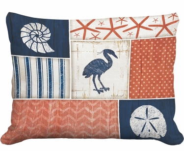 Egret Patchwork Outdoor Pillow - Click to enlarge