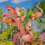 Elegant Metal Flamingo Garden Birds (Set of 4) "Biscayne Bay"