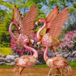 Elegant Metal Flamingo Garden Birds (Set of 4) "Florida Keys"