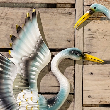 Elegant Whooping Crane Iron Wall Decorations (Set of 4) 
