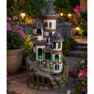 Fairy Garden Tower Fountain w/LED Lights - Click to enlarge
