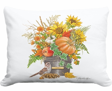 Fall Bucket Bouquet Outdoor Pillow - Click to enlarge