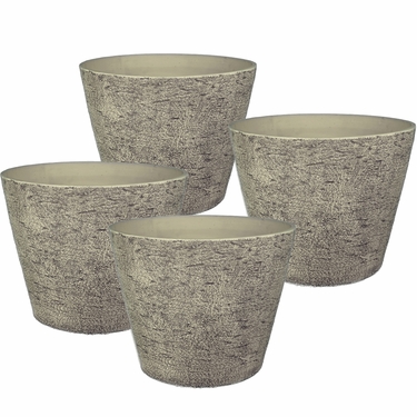 Faux Bark Light Gray Planters (Set of 4) - Click to enlarge