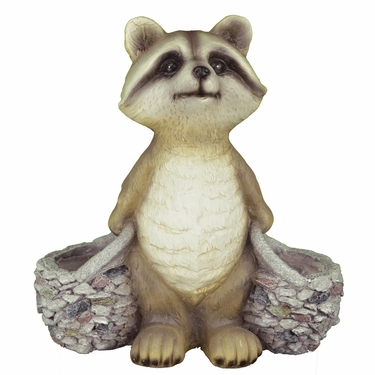 Faux Stone Raccoon Double Planter - Click to enlarge