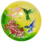 Feeding Hummingbirds Glass Birdbath w/Stand