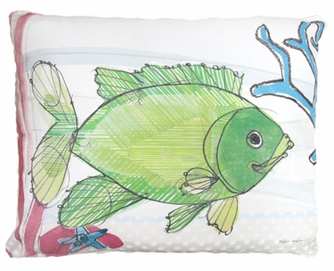 Fish with Coral Outdoor Pillow - Click to enlarge