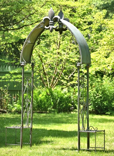 Fleur De Lis Garden Arch w/Plant Stands 
