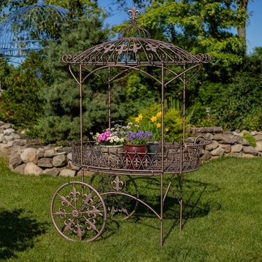 Fleur De Lis Parisian Style Flower Cart - Antique Bronze - Click to enlarge
