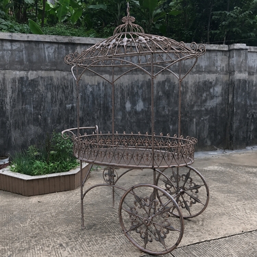 Fleur De Lis Parisian Style Flower Cart - Antique Bronze - Click to enlarge