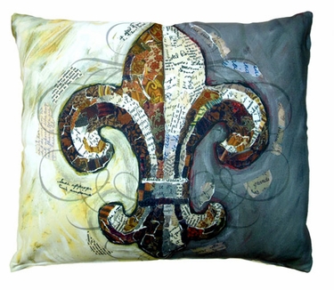 Fleur de lis w/Border Outdoor Pillow - Click to enlarge