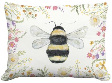 Floral Bee Outdoor Pillow - Click to enlarge