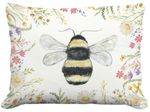 Floral Bee Outdoor Pillow
