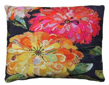 Floral Black Outdoor Pillow - Click to enlarge