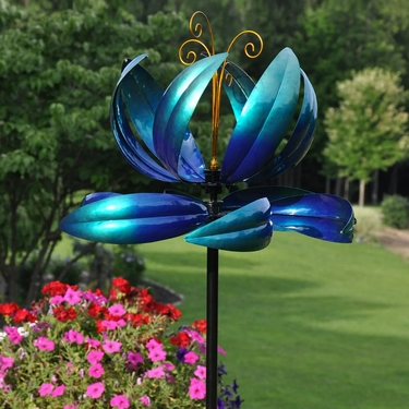 Caribbean Blue Floral Wind Spinner - Click to enlarge