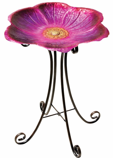 Flower Bird Bath w/Stand - Click to enlarge